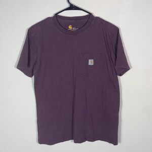 Carhartt Mens Pocket T-Shirt Small Original Fit‎ Maroon Purple Casual